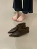 Sapatos Femininos de Moda Estilo Francês Outono e Inverno Retrô Feitos à Mão em Tricô com Forro de Lã, Design Profundo com Bico Apontado, Emagrecimento, Quentes e Elegantes Sapatos Peludos