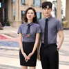 2019 alta qualidade masculina e feminina mesma camisa social masculina slim fit não amassa camisa feminina roupa de trabalho manga curta