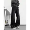 Jeans Bordado com Estrela Estilo High Street Americano para Homens, Design Cleanfit Outono e Inverno, Slim Fit, Perna Reta, Calças Ligeiramente Flare
