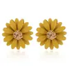 Aretes de Botón Estilo Coreano Estilo Fresco Moda Lindo Margarita Multicolor Girasol Esmalte Horneado Flor Pequeña Joyería para la Oreja