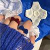 Anel Azul Klein ~ Anel Aberto com Laço de Pelúcia Menina Doce Ins Moda Doce Anel de Dedo de Comida Tendência