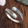 Anillo de Plata de Ley S925 Retro Gota de Agua Piedra Lunar para Mujer Estilo Nicho Fresco Dulce Punk Personalidad Celebridad de Internet Anillo de Dedo