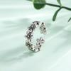 Elegante Anillo de Flor de Ciruelo para Mujer, Diseño de Nicho, Estilo Bosque, Dulce Ins Plateado Electrochapado, Anillo Vintage Pequeño Flor Desgastada