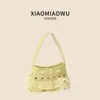 Bolsa de Ombro Tendência Coreana Personalizada com Rebites Bolsa de Axila de Malha Plissada Moda de Nicho de Luxo Bolsa de Mão para o Dia a Dia