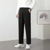 Pantalones de hombre fluidos para otoño e invierno, modernos, ajustados, de forro polar, casuales, rectos, holgados, pantalones de traje fluidos