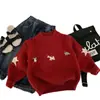 Conjunto de Año Nuevo Rojo Suéter Bordado de Dibujos Animados para Niños Suéter Cálido Llegadas de Otoño/Invierno 2026 Ropa de Punto para Niños y Niñas