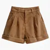 Outono 2026 Novo Estiloso Casual Veludo Cotelê Simples Versátil Saia-Short Calça de Cintura Alta Linha A Perna Larga Feminino Tamanho Plus