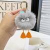 Llavero con colgante de bola de carbón para coche, piel de conejo Rex auténtica [Pato adorable], bonito colgante de red roja con sobre, venta al por mayor