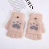 Nuevos Guantes de Invierno para Niños 2025 con Patas de Gato Lindas, Cubierta Plegable para Dedos, Tejido de Felpa de Medio Dedo, Guantes Cálidos Adecuados para Niños y Niñas Estudiantes