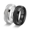 Anillo de Acero de Titanio Europeo y Americano Esmerilado Laminado para Hombre y Mujer de Alta Gama 8 mm Arco Interior Nicho Esmerilado Anillo de Oro de 18K