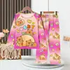 Pijamas Infantiles del Sudeste Asiático, Conjuntos Lindos de Dibujos Animados de Manga Larga y Pantalón Largo para Niñas, Adecuados para Usar Afuera, Ropa para Aire Acondicionado, Ropa de Casa para Niños