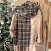 Bufanda de Cuadros Estilo Coreano 2026 para Mujer, Gruesa Versátil Otoño e Invierno Bufanda Cálida de Imitación Cachemir para Estudiantes