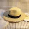 Chapéu de Palha de Verão Chapéu de Sol para Praia Férias Estilo Coreano Chapéu de Sol para Mulheres Chapéu de Sol de Aba Larga Alongado Chapéu de Sol Proteção Solar