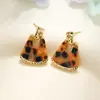 Brincos Geométricos com Estampa de Leopardo Inspirados em Celebridades Brincos de Luxo Retrô Europeus e Americanos Brincos Estilosos para Outono e Inverno