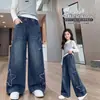 Pantalones vaqueros para niña para primavera y otoño, pantalones anchos de moda estilo coreano para niñas mayores, pantalones casuales para niñas, pantalones para niños de secundaria