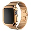Pulseira de metal de aço inoxidável com fecho de borboleta alta para pulseira de Apple Watch geração 7/8 de 41mm para homens e mulheres