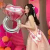 Accesorios para fotos de boda, anillos creativos de diamante, globos, decoraciones de celebridades de internet para registro de matrimonio, compromiso, propuesta y confesión, decoraciones en forma de corazón