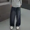 Jeans da Moda com Barra Desfiada e Costura Dividida para Homens, Silhueta Fashion, Cintura Elástica, Calças Longas Casuais para Primavera e Outono