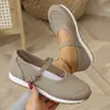 Verão 2025 Novo Tamanho Grande Comércio Exterior Vazado Esportivo Sapatos Únicos Femininos Transfronteiriços Bico Redondo Casuais Confortáveis Sapatos com Furo de Fivela
