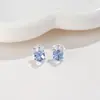 Brincos de Cubo de Açúcar de Cristal Azul Claro de Nicho, Brincos Modernos e Elegantes, Brincos com Pino de Prata Esterlina 925, Luxo Acessível e Sensação de Alta Qualidade