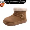 Botas de nieve Sangpo Birkenstock integradas de piel de oveja y lana para mujer, botines cortos de invierno, con forro de terciopelo grueso y cálido, zapatos de algodón con pelo del noreste