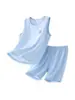 Traje sin mangas de Lyocell para niños, Chaleco y shorts finos de verano para niños, Ropa suave para casa para niñas, Pijamas para bebé