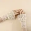 Mangas Falsas de Encaje para Mujer, Puños Huecos de Encaje Versátiles y Dulces, Mangas Decorativas de Muñeca para Primavera y Verano, Mangas de Campana, Negro y Blanco