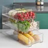 Divisor de Armazenamento para Geladeira Caixa de Armazenamento Caixa de Conservação de Frutas e Verduras para Cozinha Organizador Transparente Tipo Gaveta de Armazenamento para Uso Doméstico
