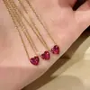Collar Pequeño con Forma de Corazón Rojo de Plata de Ley S925 para Mujer, Estilo Vintage, Diseño de Nicho de Alta Gama, Cadena para Clavícula, Popular en Xiaohongshu