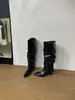 Outono/Inverno 2026 Novas Botas Longas Europeias e Americanas de Salto Plataforma Largo com Pernas Largas Botas Longas Dobradas Acima do Joelho Empilhadas