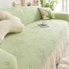 Capa de sofá estilo creme com acabamento em renda, adequada para todas as estações, novo design de alta qualidade, anti-arranhão de gato, capa protetora totalmente elástica
