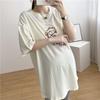 Playera de algodón manga corta estilo coreano holgada largo medio moda moderna mamá verano cuello redondo talla extra top camisa básica para mujeres embarazadas