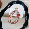 Cadena de teléfono de cristal hecha a mano, accesorio de bolso de doble cadena con forma de corazón de moda, colgante de llavero, pequeño regalo al por mayor