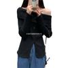 Estilo Suave Abertura Tejido de Punto Otoño Look Adelgazante Diseño Sexy Nicho Top de Punto de Un Hombro de Manga Larga Ropa de Mujer