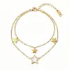 Pulsera de Acero Inoxidable con Baño de Oro de 18 Quilates de Doble Capa con Estrella de Cinco Puntas Dulce Exquisita de Nuevo Estilo Europeo y Americano Pulsera de Lujo Nicho para Mujer