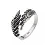 Anillo de ala de ángel de plata esterlina s925 para hombre, sencillo, retro, de plata tailandesa, con plumas desgastadas, ajustable.