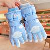 Guantes de esquí para niños Sanrio Kulomi de invierno para bebés, bonitos, cálidos, forrados con vellón, gruesos, impermeables para la nieve para niñas.