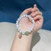 Pulsera de Piedra Ojo de Gato Blanca con Fuente de Sal Durazno, Sencilla y Versátil, Pulsera de Diseño Exquisito, Joyería para Mujer