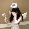 Asas de anjo infantis e adultas para Halloween, adereços de asas de pena para palco, adereços de asas para o Dia das Crianças e Halloween atacado