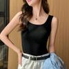 Camisola de Gola Quadrada Feminina para Usar por Baixo Verão Branco Alça Larga de Ombro Algodão Puro Cobertura Parm Base para Usar por Cima Top Slim Top Feminino