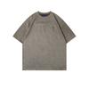 Marca de Moda Vintage Camiseta de Manga Corta de Forro Polar de Piel de Ciervo Bordada con Letras Estilo Hip Hop Americano para Hombre Camiseta Holgada de Media Manga