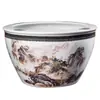 Acuarios de cerámica personalizados de Jingdezhen, acuicultura tradicional, paisaje pintado, plantación de árboles en jardines, plantas en maceta, fabricante de tanques grandes