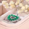 Colar SHENI Transfronteiriço AliExpress Gotas d'Água Esmeralda Zircônio Microincrustado Diamante Branco Coração de Amor Vazado