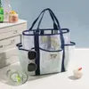 Bolsa de Playa de Malla para Viaje, Neceser de Natación de Gran Capacidad, Bolsa de Almacenamiento para Cosméticos, Bolsa Ligera con Separación Húmeda y Seca y Drenaje