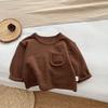 Roupas de Estilo Novo Primavera e Outono 2026 Coreanas Versão Coreana Camiseta Casual Solta Lisa para Meninos Top Versátil para Crianças Pequenas