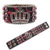 Pulsera de Joyería con Corona de Pedrería Y2K Diseño Original Moda Diamante Pulsera de Cuero PU