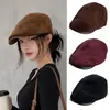 Nueva Gorra Artística Retro Transpirable de Estilo Británico Orientada Hacia Adelante para Mujer, Sombrero de Pintor Elegante Versátil para Otoño que Adelgaza el Rostro