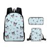 Periférico Impreso en 3D Sanrio Kuromi Kuromi Dibujos Animados Mochila Escolar Bolso de Hombro Bolsa para Lápices Mochila Juego de Tres Piezas