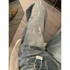 Jeans azules claros rotos para mujer, adecuados para tipos de cuerpo de pera, piernas gruesas, caderas anchas, talla grande, corte holgado, con efecto de caída