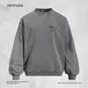 Moletom Crewneck com Estampa de Letras de Personagem Criativo Masculino Primavera e Outono Solto Vintage Tie-dye Tendência Top Esportivo